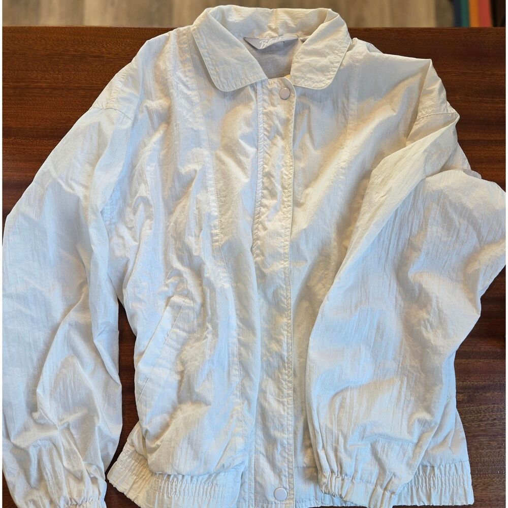 80s White Windbreaker zip Jacket Casual Tennis Prep